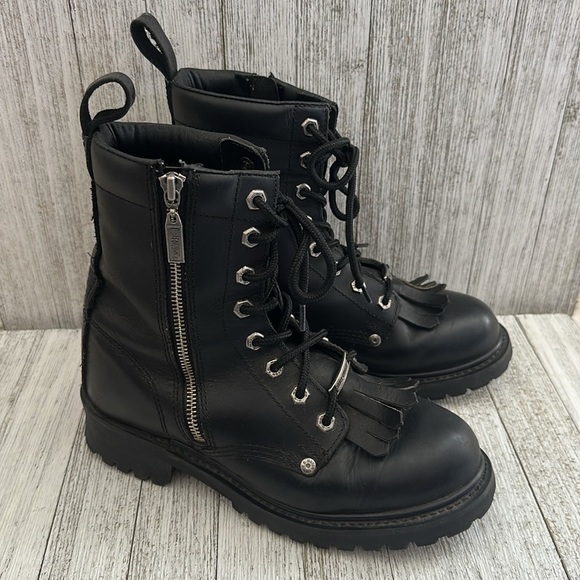 Harley Davidson Kiltie Women's black Full
Grain Logger Motorcycle Boots - Picture 9 of 10